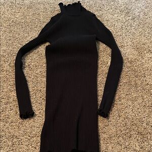 Elegant Black Ribbed Dress